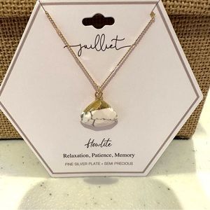 NWT Juilliet brand gemstone necklace - gold plated w/ genuine Howlite stone